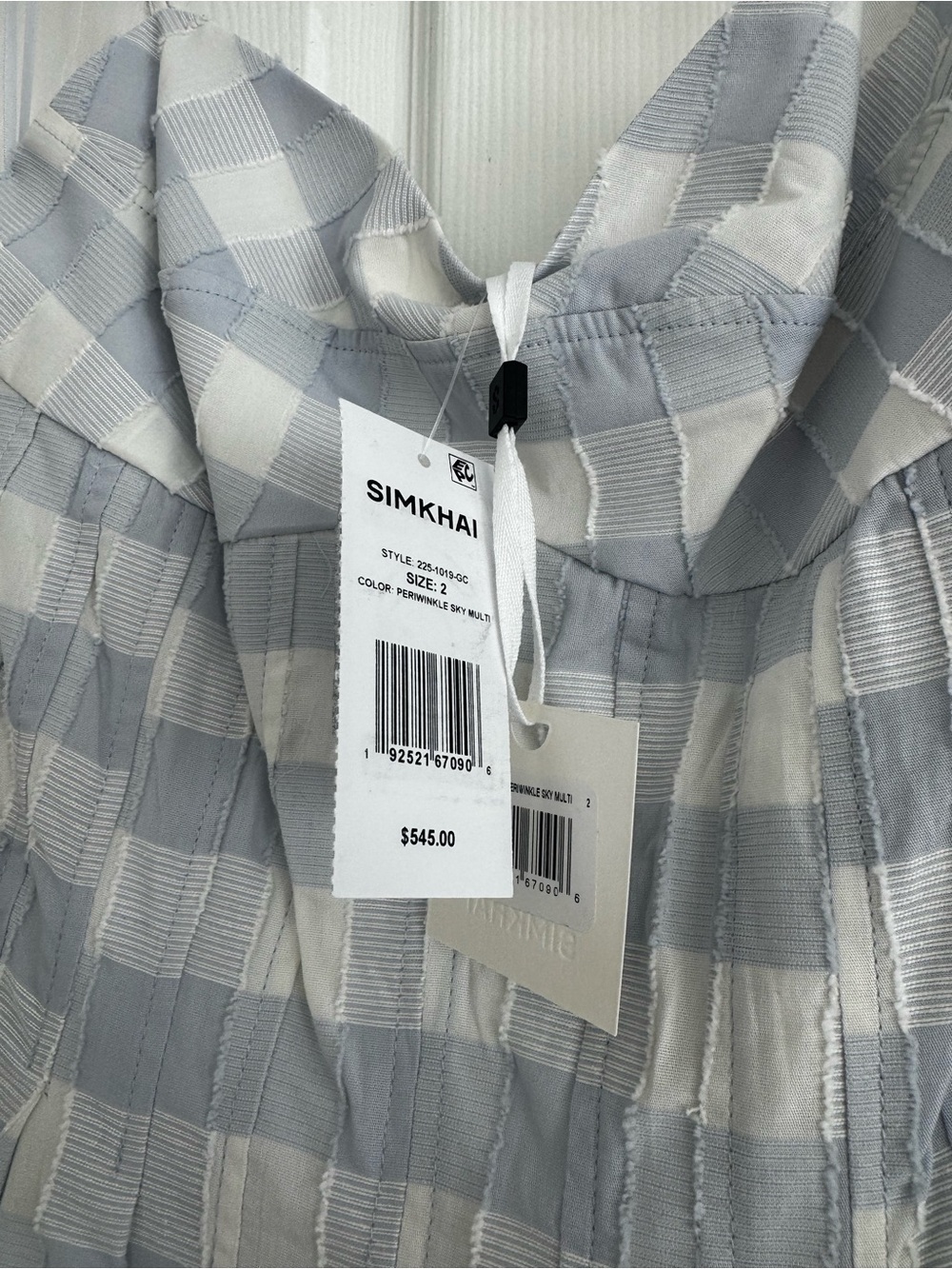 NWT SIMKHAI Periwinkle Sky Multi Gingham Midi Dress | Size 2 | $545 Retail - Picture 3 of 7